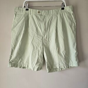 Bobby Jones Mens Pleated Golf Shorts Size 42 Green Cotton Tencel Relaxed Fit